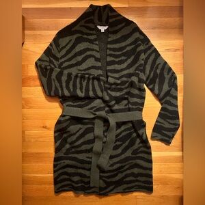 Olive green zebra print wrap cardi
